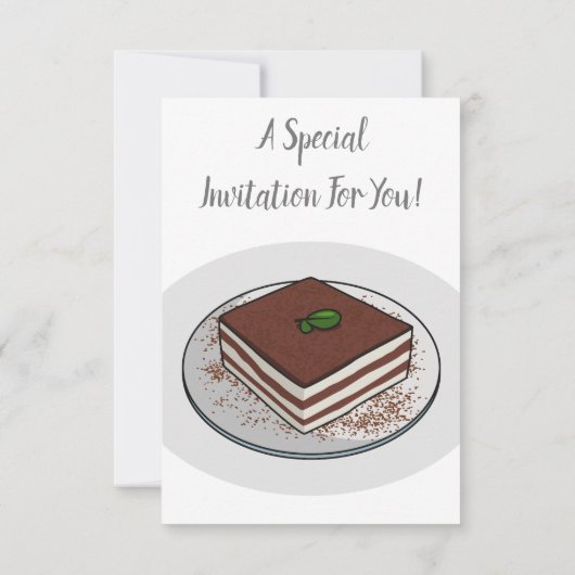 Tiramisu cake cartoon afbeelding kaart (Achterkant)