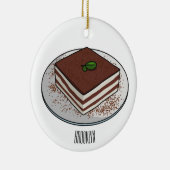 Tiramisu cake cartoon afbeelding keramisch ornament (Rechts)