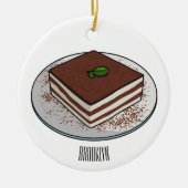 Tiramisu cake cartoon afbeelding keramisch ornament (Voorkant)