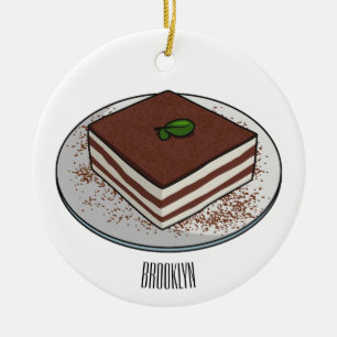 Tiramisu cake cartoon afbeelding keramisch ornament