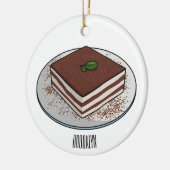 Tiramisu cake cartoon afbeelding keramisch ornament (Links)