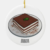 Tiramisu cake cartoon afbeelding keramisch ornament (Achterkant)