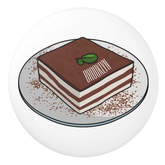 Tiramisu cake cartoon afbeelding keramische knop (Voorkant)