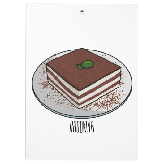 Tiramisu cake cartoon afbeelding klembord (Achterkant)