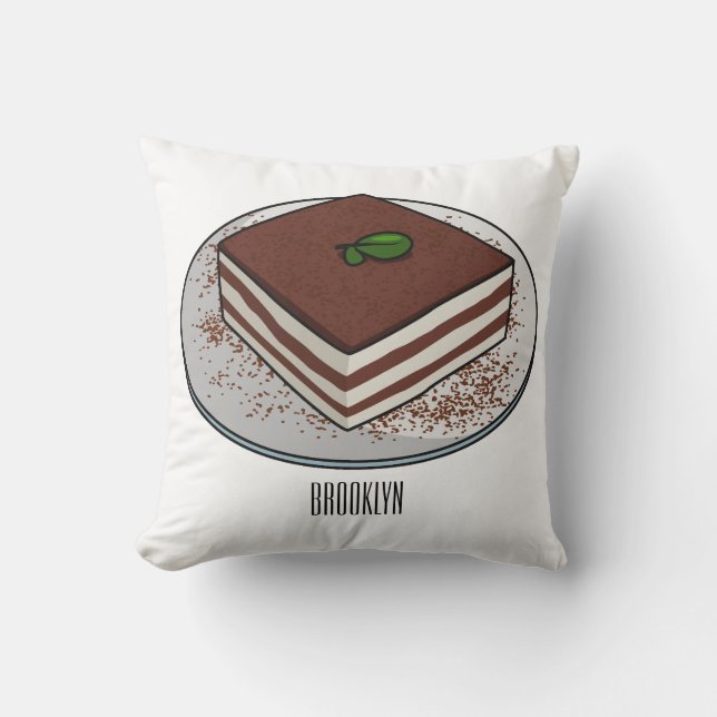 Tiramisu cake cartoon afbeelding kussen (Voorkant)