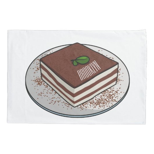 Tiramisu cake cartoon afbeelding kussensloop (Achterkant)