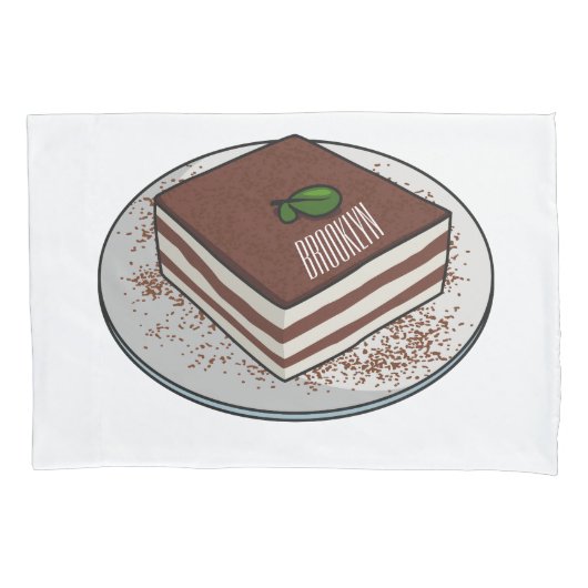 Tiramisu cake cartoon afbeelding kussensloop (Voorkant)