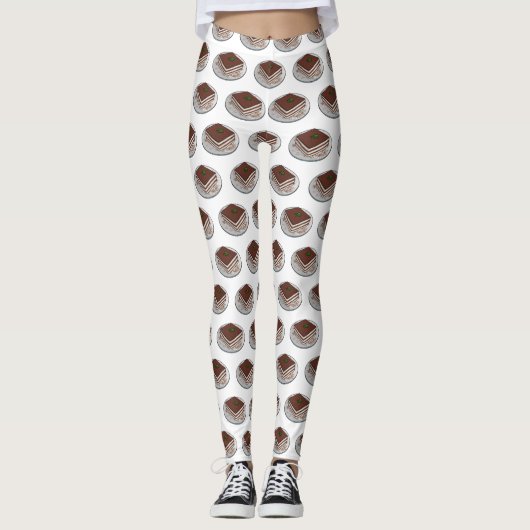 Tiramisu cake cartoon afbeelding leggings (Voorkant)
