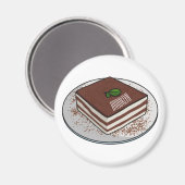 Tiramisu cake cartoon afbeelding magneet (Voorkant / Achterkant)