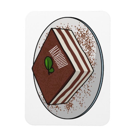 Tiramisu cake cartoon afbeelding magneet (Verticaal)