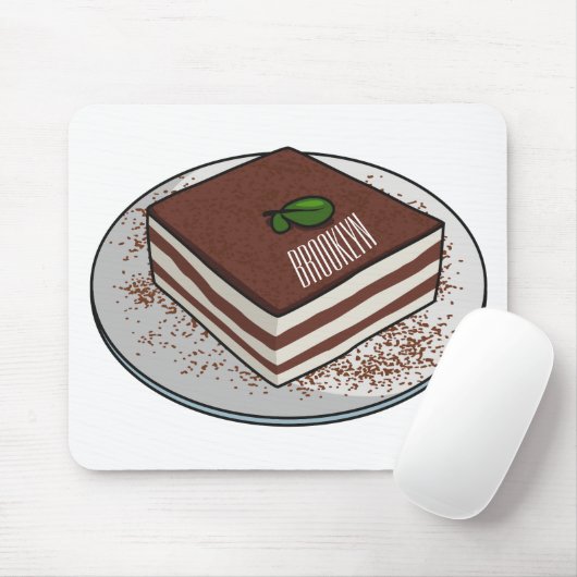 Tiramisu cake cartoon afbeelding muismat (Met muis)