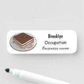 Tiramisu cake cartoon afbeelding naamplaatje (In situ)