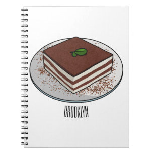 Tiramisu cake cartoon afbeelding notitieboek