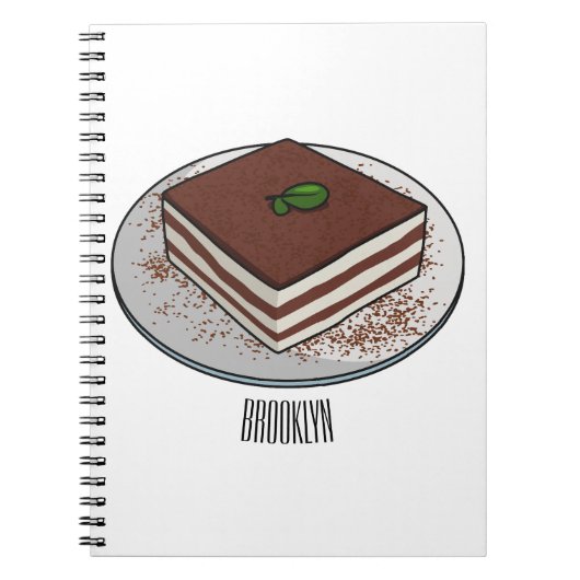 Tiramisu cake cartoon afbeelding notitieboek (Voorkant)