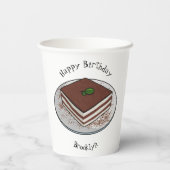Tiramisu cake cartoon afbeelding papieren bekers (Achterkant)
