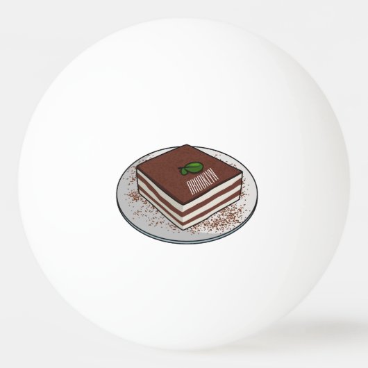 Tiramisu cake cartoon afbeelding pingpongbal (Voorkant)