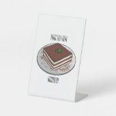 Tiramisu cake cartoon afbeelding reclamebord met voetstuk (Voorkant)