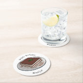 Tiramisu cake cartoon afbeelding ronde kartonnen onderzetter (Insitu)