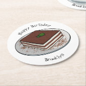 Tiramisu cake cartoon afbeelding ronde kartonnen onderzetter (Gebogen)