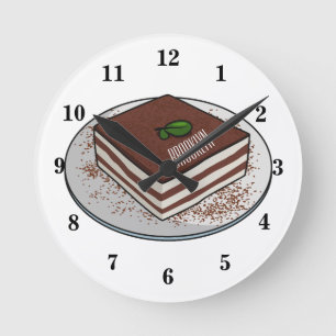 Tiramisu cake cartoon afbeelding ronde klok