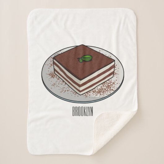 Tiramisu cake cartoon afbeelding sherpa deken (Voorkant)