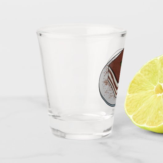 Tiramisu cake cartoon afbeelding shot glas (Links)