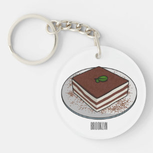 Tiramisu cake cartoon afbeelding sleutelhanger