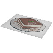 Tiramisu cake cartoon afbeelding snijplank (Hoek)