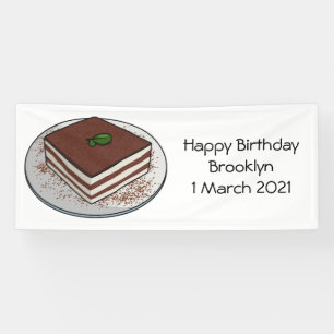 Tiramisu cake cartoon afbeelding spandoek