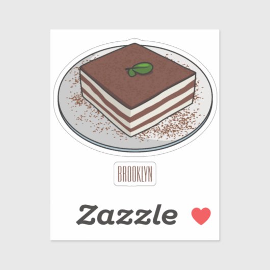 Tiramisu cake cartoon afbeelding sticker (Vel)