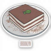 Tiramisu cake cartoon afbeelding sticker (Voorkant)