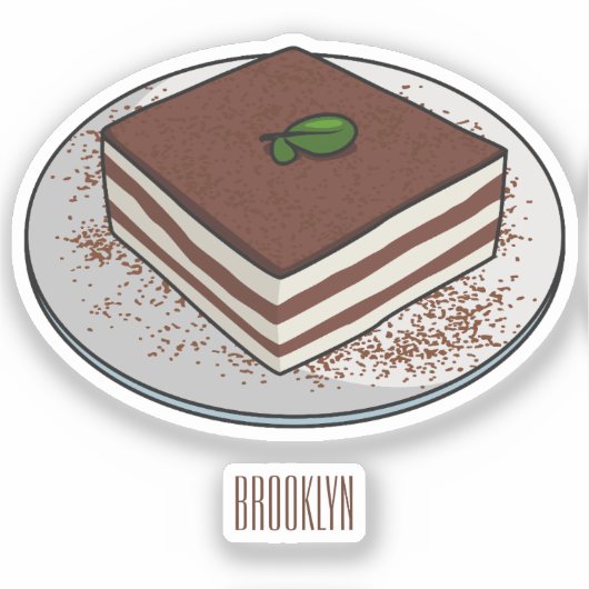 Tiramisu cake cartoon afbeelding sticker (Voorkant)