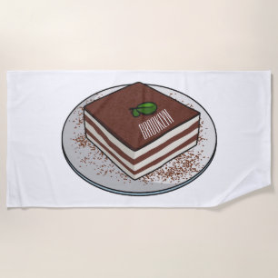 Tiramisu cake cartoon afbeelding strandlaken