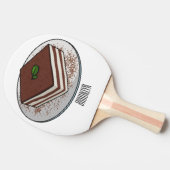 Tiramisu cake cartoon afbeelding tafeltennisbatje (Zijkant)