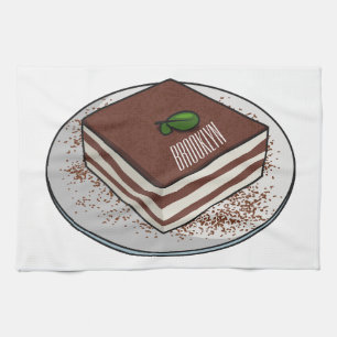 Tiramisu cake cartoon afbeelding theedoek