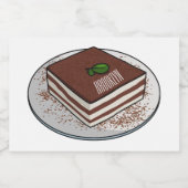Tiramisu cake cartoon afbeelding voedselcontainer etiket (Enkel label)