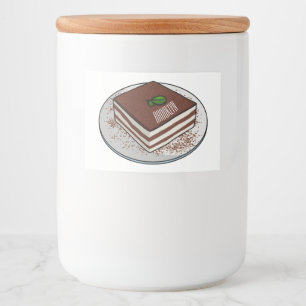 Tiramisu cake cartoon afbeelding voedselcontainer etiket