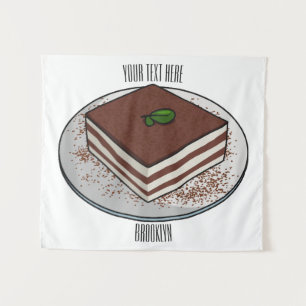 Tiramisu cake cartoon afbeelding wandkleed