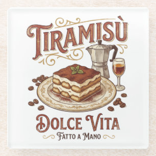 Tiramisu Dolce Vita Italiaans Dessert  Glazen Onderzetter