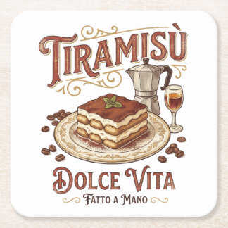 Tiramisu Dolce Vita Italiaans Dessert  Kartonnen Onderzetters