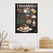 Tiramisu Recept Krijtbord Italiaanse Dessert Art Poster (Keuken)