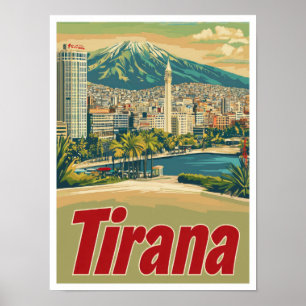 Tirana Albanië Art Vintage Travel Illustratie Poster