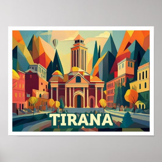 Tirana Albanië Reis artistiek kleurrijk Poster (Voorkant)