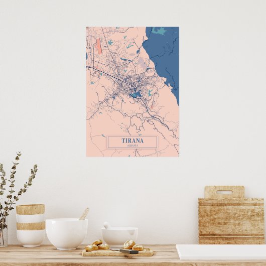 Tirana - Albanië - Stedenkaart Breezy Poster (Keuken)