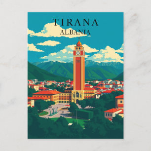 Tirana, Albanië Vintage Travel Balkan Art Briefkaart