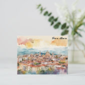 Tirana Albanië Waterverf schilderij Panorama Uitzi Briefkaart (Staand voorkant)