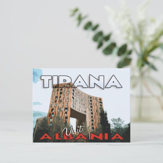Tirana, Bezoek Albanië, briefkaart (Staand voorkant)