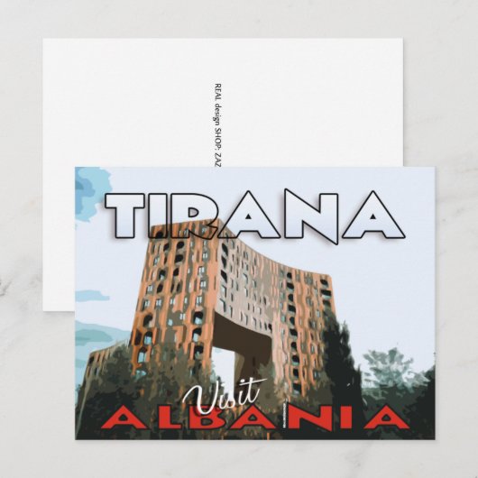 Tirana, Bezoek Albanië, briefkaart (Voorkant / Achterkant)