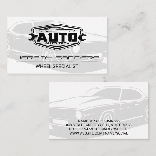 Tire and Wheel Service | Auto Tech Visitekaartje (Voorkant / Achterkant)