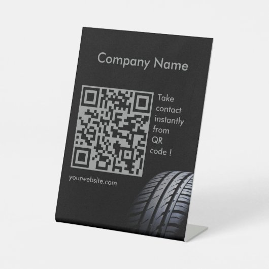 Tire mounting and balancing business card reclamebord met voetstuk (Voorkant)